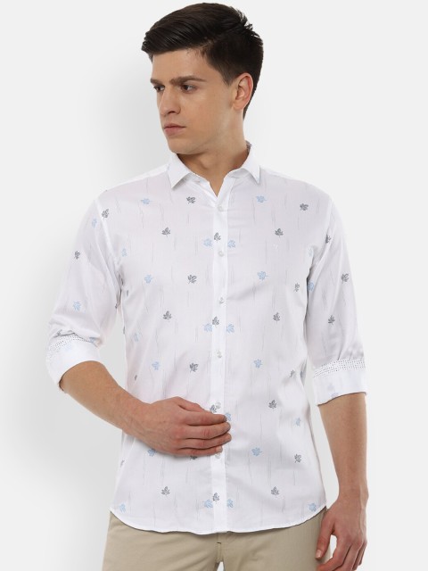 

V Dot Men White & Grey Slim Fit Printed Casual Shirt