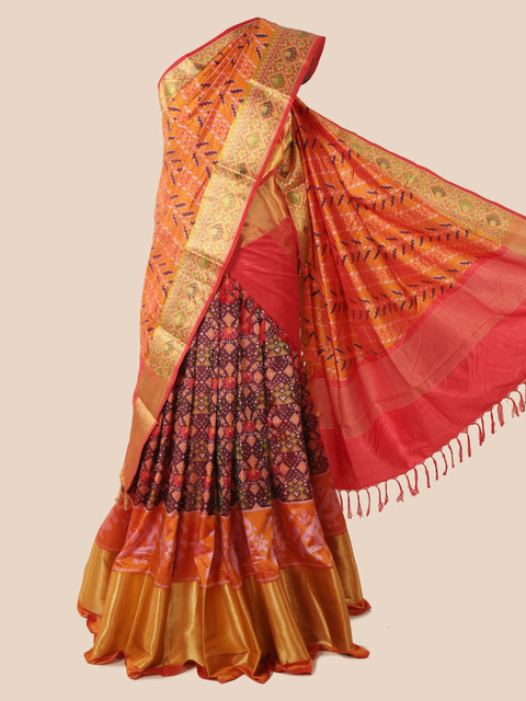 

Pothys Multicoloured Printed Art Silk Lehenga Saree, Multi