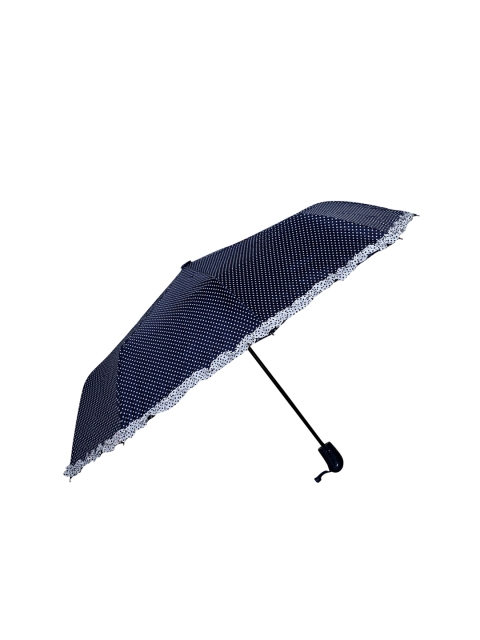 

LOOM LEGACY Navy Blue & White Polka Dot Printed 3-Fold Umbrella