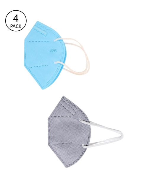 OOMPH Unisex Pack Of 4 5-Ply Reusable Anti-Pollution KN95 Face Masks, Blue