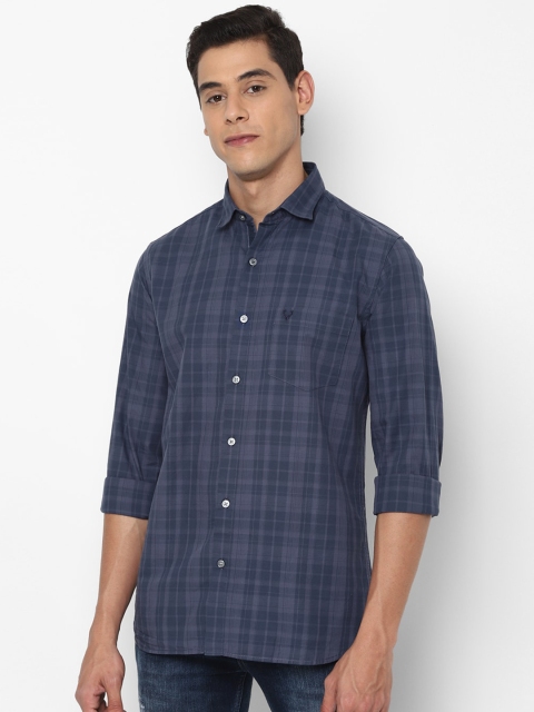 

Allen Solly Men Navy Blue Slim Fit Checked Pure Cotton Casual Shirt