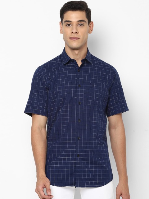 

Allen Solly Men Navy Blue & White Slim Fit Checked Pure Cotton Casual Shirt