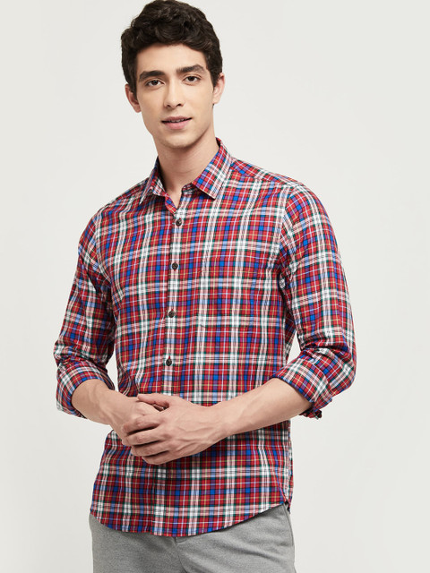 

max Men Red & Blue Cotton Checked Casual Shirt