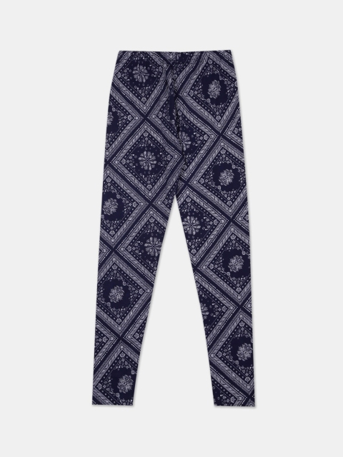 

Cherokee Girls Navy Blue & White Printed Ankle-Length Leggings