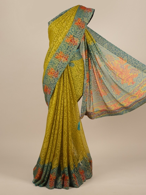 

Pothys Green Solid Saree