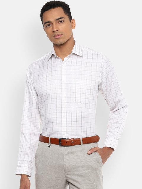 

Van Heusen Men White & Black Pure Cotton Regular Fit Checked Formal Shirt