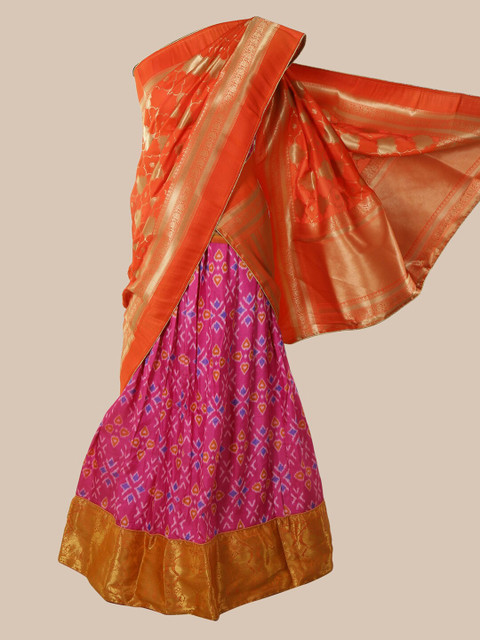 

Pothys Orange & Violet Pure Silk Woven Design Banarasi Saree