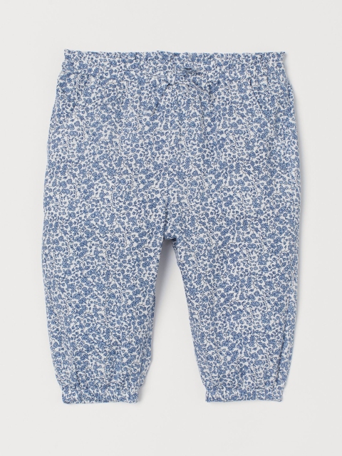 

H&M Girls Blue & White Printed Bow-Detail Joggers