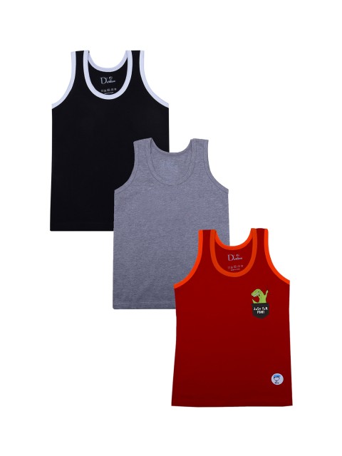 

DChica Boys Pack Of 3 Assorted Cotton Basic Innerwear Vests DCVSMR6564
