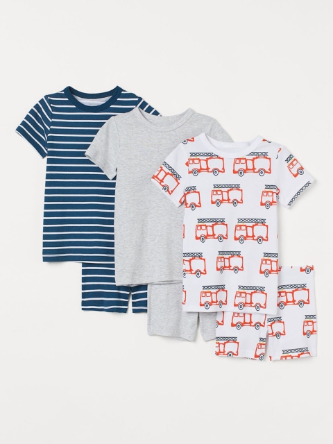 

H&M Boys 3-Pack Cotton Pyjamas, White