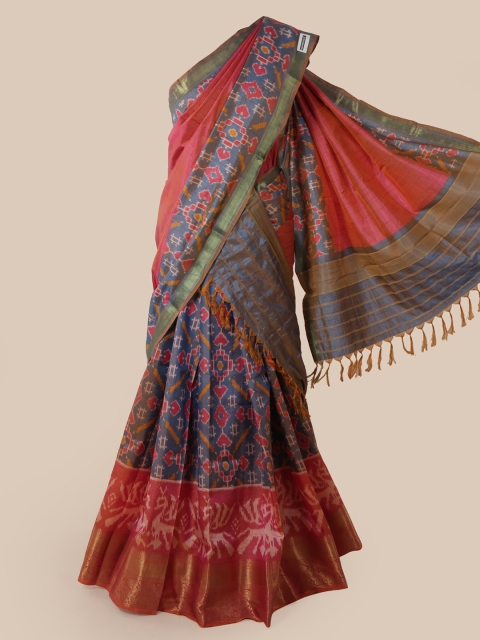 

Pothys Multicoloured Art Silk Printed Pochampally Traditional Saree, Multi