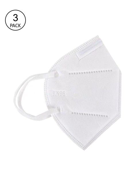 

OOMPH Pack Of 3 White Solid 5-Ply Reusable Anti-Pollution KN95 Masks