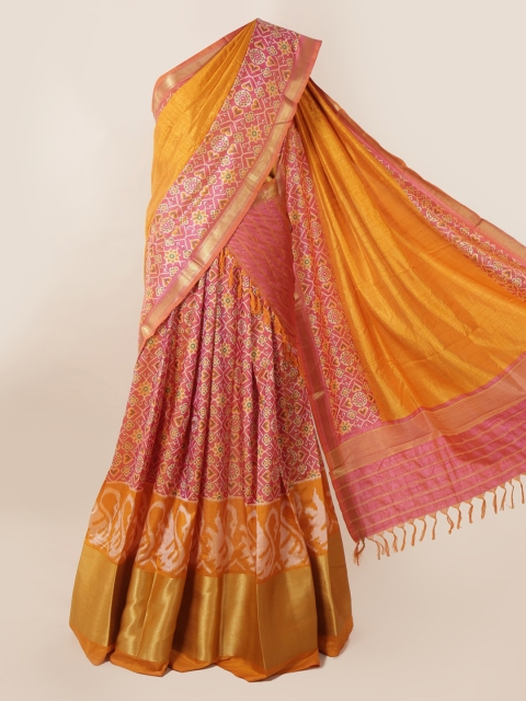 Pothys Orange & Pink Art Silk Printed Saree