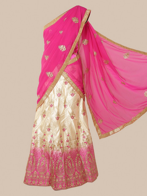 

Pothys Pink & Cream-Coloured Poly Chiffon Embroidered Saree