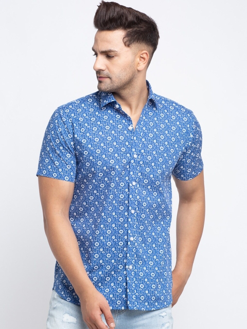 

Ennoble Men Blue & White Slim Fit Printed Casual Shirt