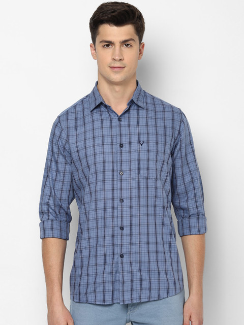 

Allen Solly Men Blue Slim Fit Checked Pure Cotton Casual Shirt
