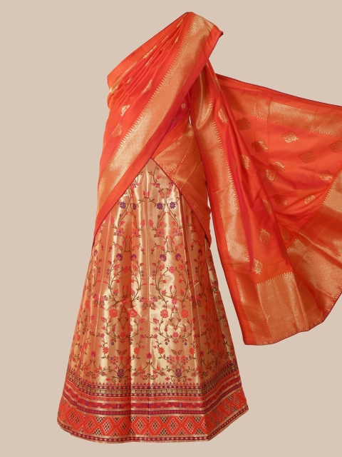 

Pothys Orange Embroidered Silk Cotton Saree
