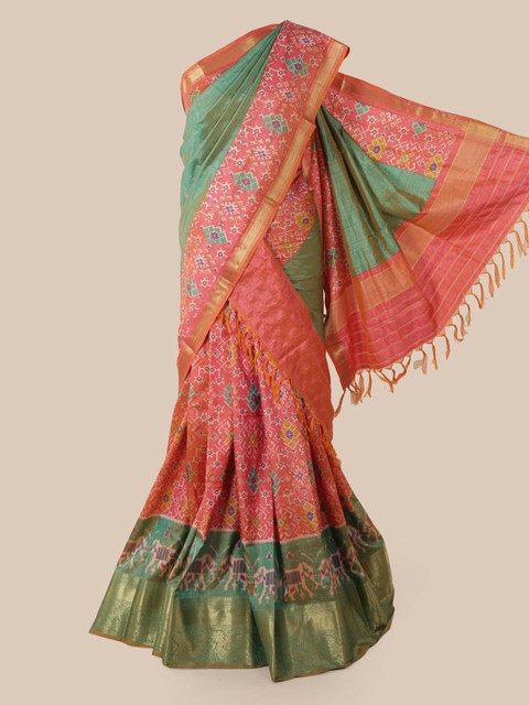 

Pothys Green Woven Design Art Silk Lehenga Saree