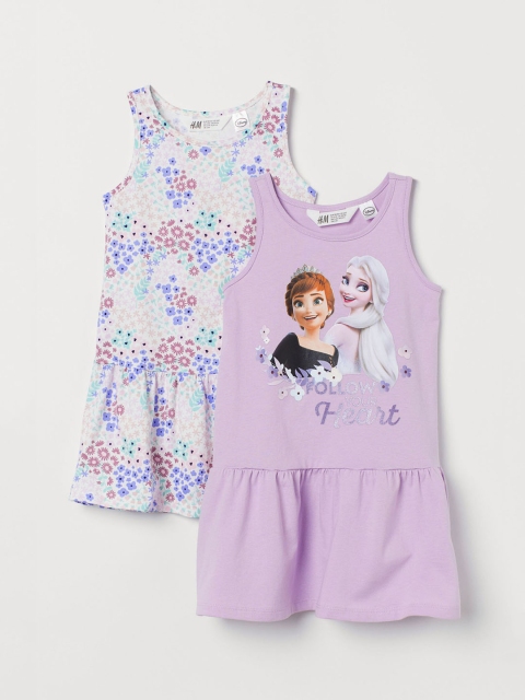 

H&M Girls 2-Pack Printed Dresses, White
