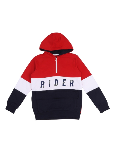 

Pantaloons Junior Boys Red & Navy Blue Colourblocked Sweatshirt