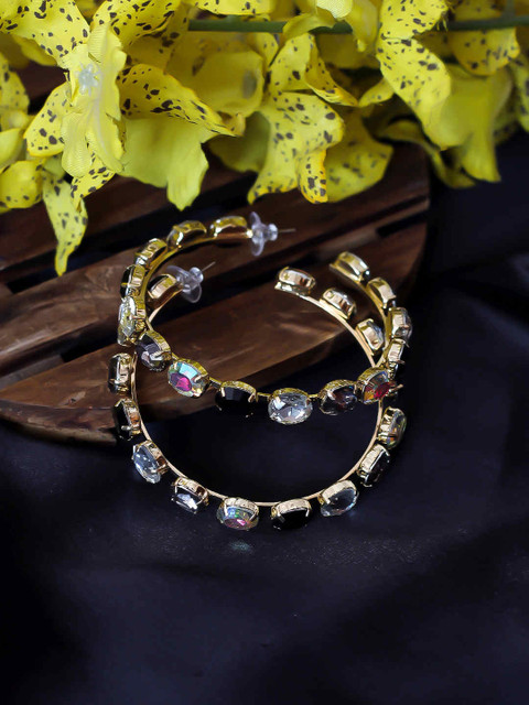 

Bellofox Black Contemporary Hoop Earrings