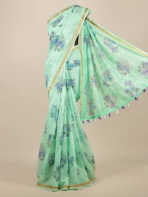 

Pothys Green Printed Jute Silk Saree