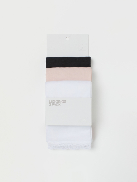 

H&M Girls 3-Pack Microfibre Leggings, White