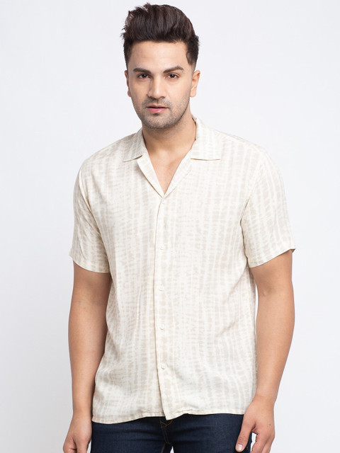 

Ennoble Men Beige & White Slim Fit Printed Casual Shirt