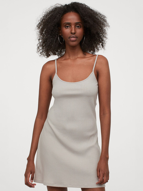 

H&M Women Off-White Striped Jersey Dress