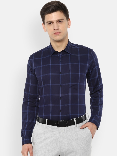 

Van Heusen Men Navy Blue Slim Fit Checked Formal Shirt