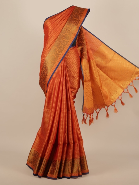

Pothys Orange Woven Design Jute Silk Saree