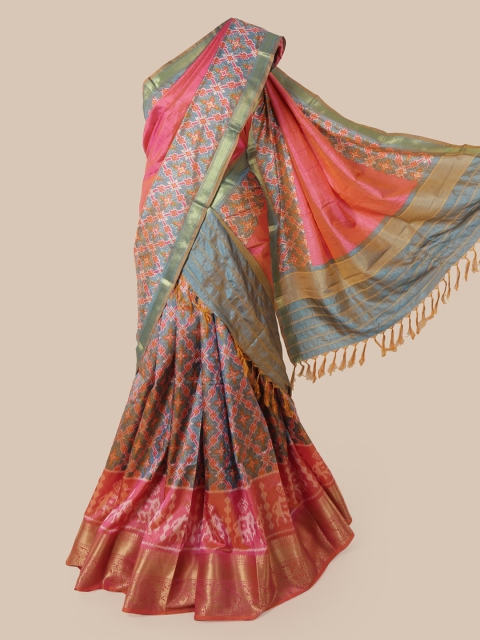 

Pothys Pink & Blue Art Silk Printed Saree