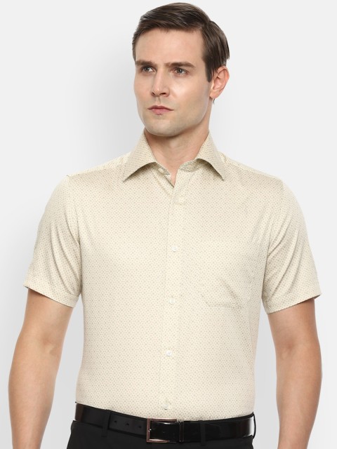 

Louis Philippe Men Beige Regular Fit Printed Pure Cotton Casual Shirt