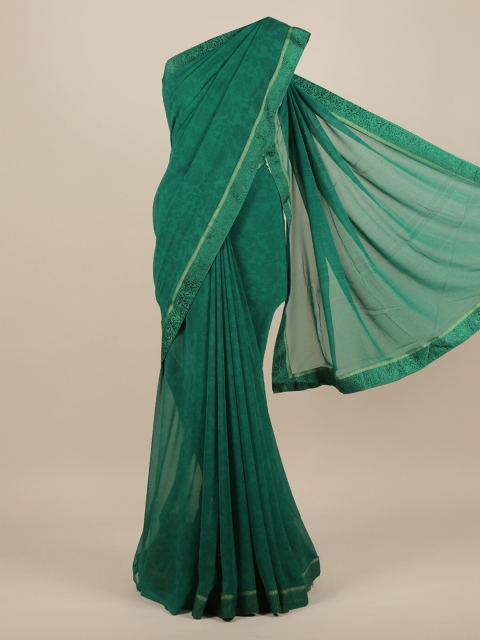Pothys Green Printed Poly Chiffon Saree