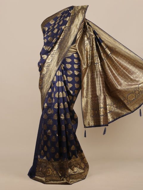

Pothys Navy Blue Woven Design Jute Silk Saree