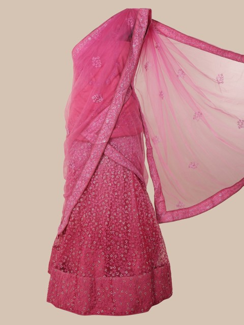 

Pothys Pink Embroidered Net Half Saree
