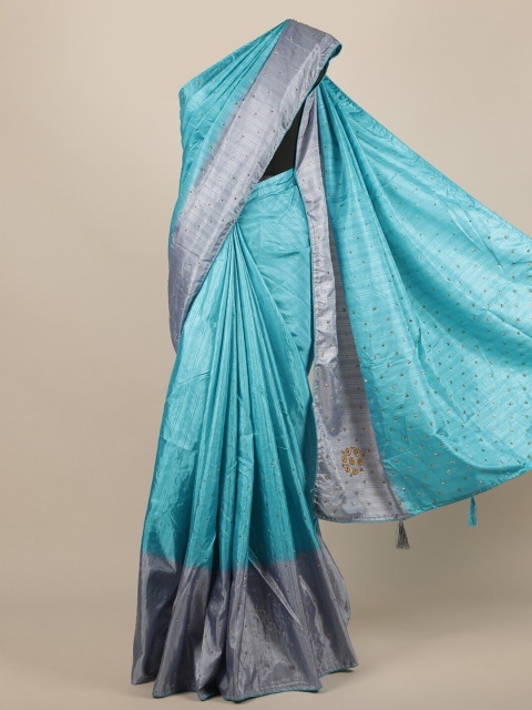

Pothys Blue Embellished Jute Silk Saree