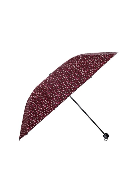 

LOOM LEGACY Unisex Maroon & White Floral 3 Fold Fancy Umbrella