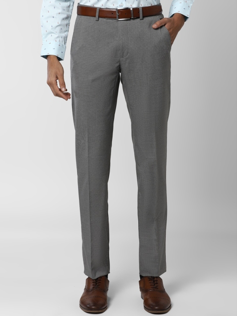 

Peter England Men Grey Slim Fit Solid Formal Trousers