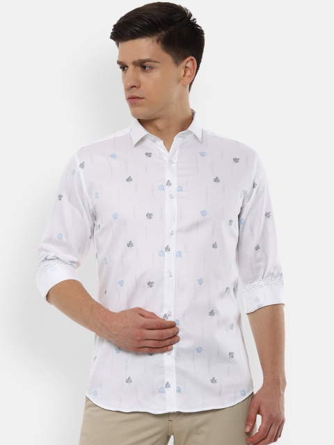 

V Dot Men White & Grey Slim Fit Printed Casual Shirt