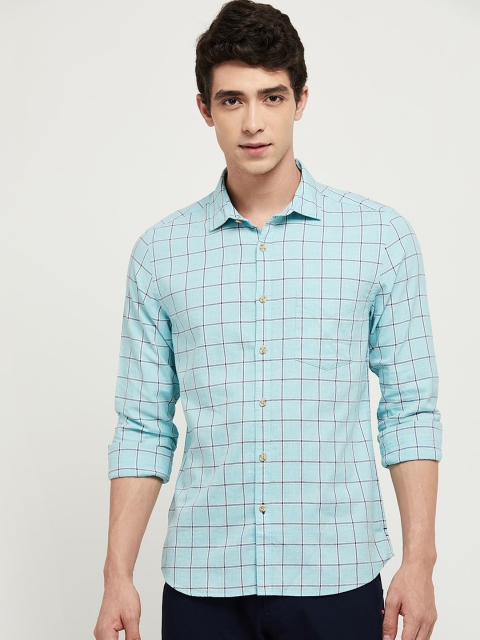 

max Men Blue Regular Fit Checked Casual Shirt