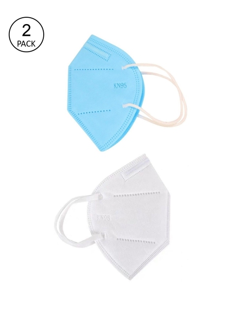 

OOMPH Unisex Pack Of 2 Solid 5-Ply KN95 Reusable Protective Masks, Blue