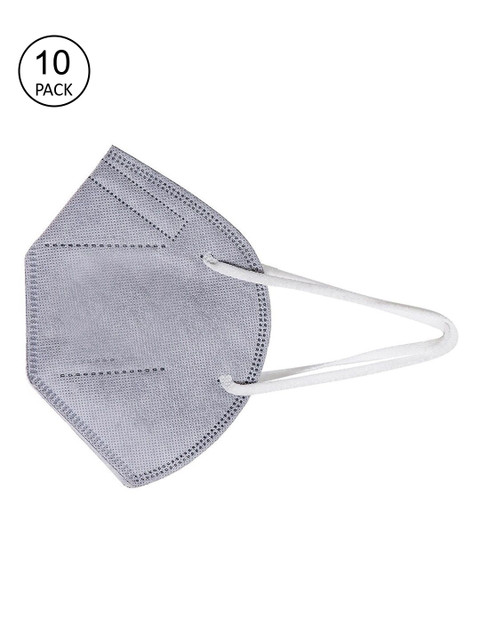 

OOMPH Pack Of 10 Grey Solid 5-Ply Reusable Anti-Pollution KN95 Masks