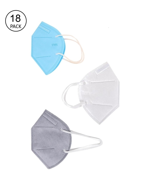 

OOMPH Unisex Pack Of 18 5-Ply Reusable Anti-Pollution KN95 Face Masks, Blue