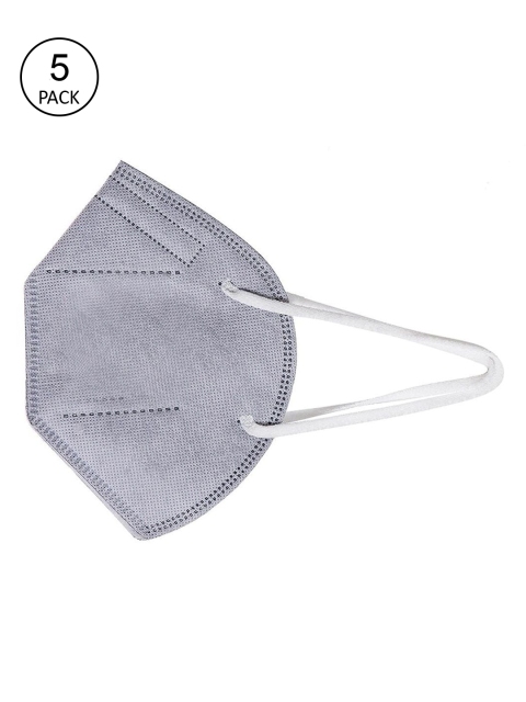 

OOMPH Unisex Pack Of 5 Grey Solid 5-Ply Reusable Anti-Pollution KN95 Face Masks