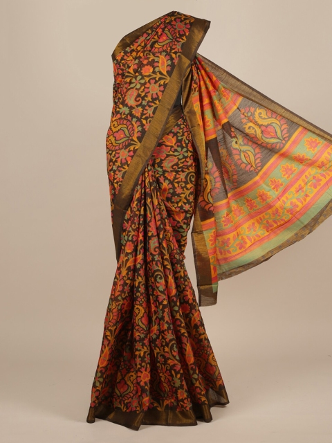 

Pothys Black Printed Jute Silk Saree
