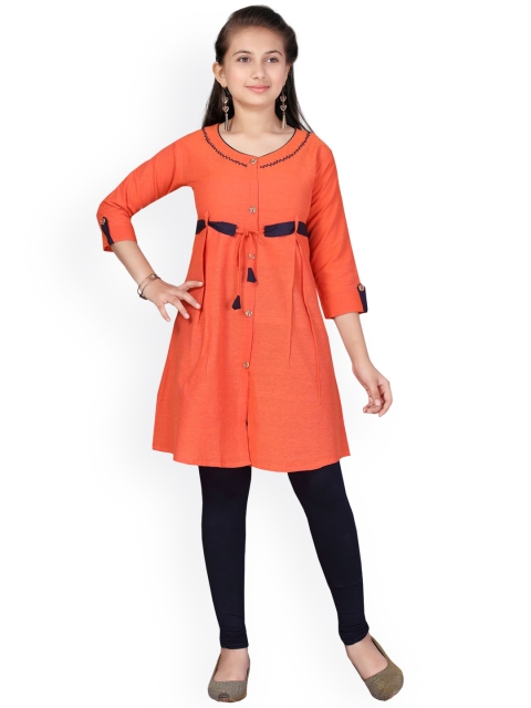 

Aarika Girls Orange & Black Solid Kurta with Trousers