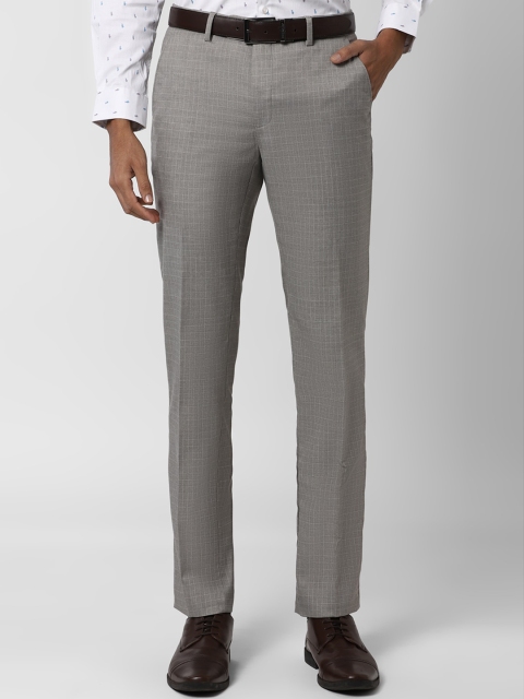 

Peter England Men Grey Slim Fit Solid Formal Trousers