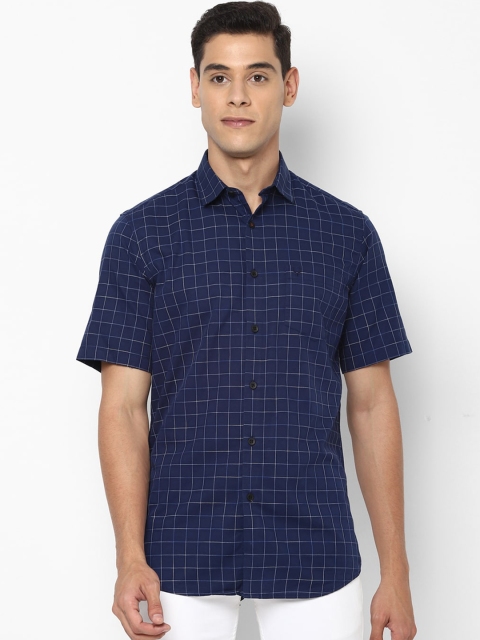 

Allen Solly Men Navy Blue & White Slim Fit Checked Pure Cotton Casual Shirt