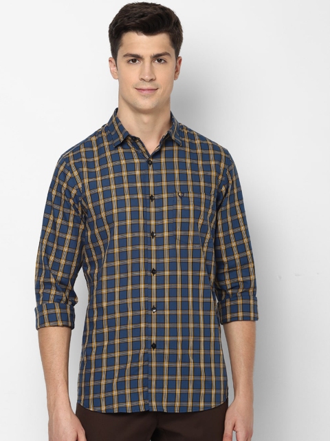 

Allen Solly Men Navy Blue & White Pure Cotton Slim Fit Checked Casual Shirt